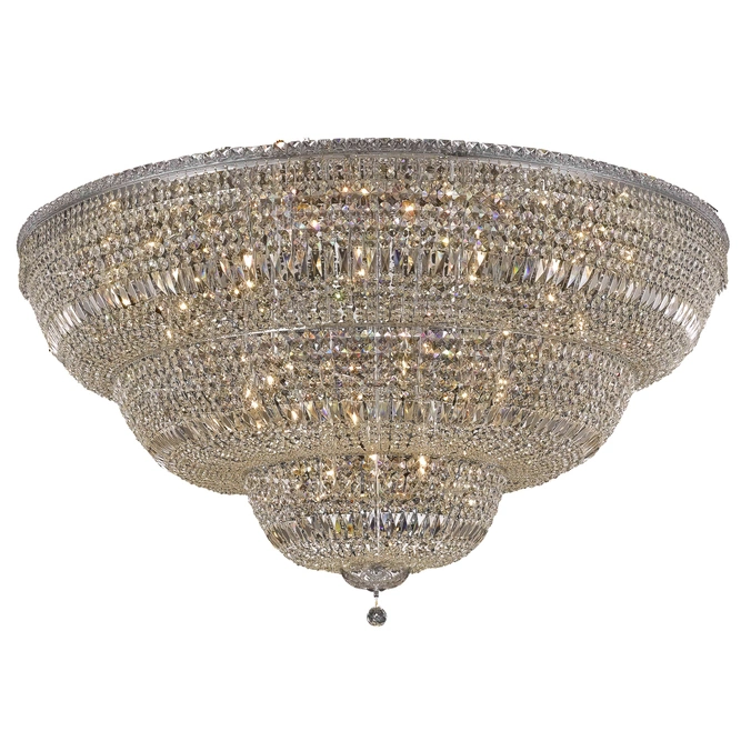 60 Inch Light Flush Mount Ceiling Fixture Big Crystal Lighting in Chrome Golden