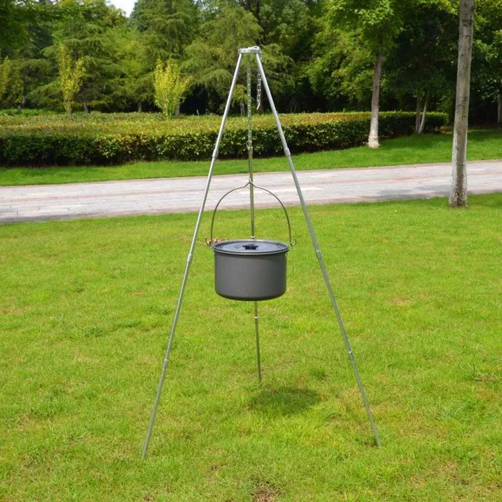 Portable Campfire Tripod Adjustable Support Aluminum Alloy Anti-Slip Camping Hanging Pot Tripod Cookware Outdoor Picnic Tripod Grilling Set Wbb21875