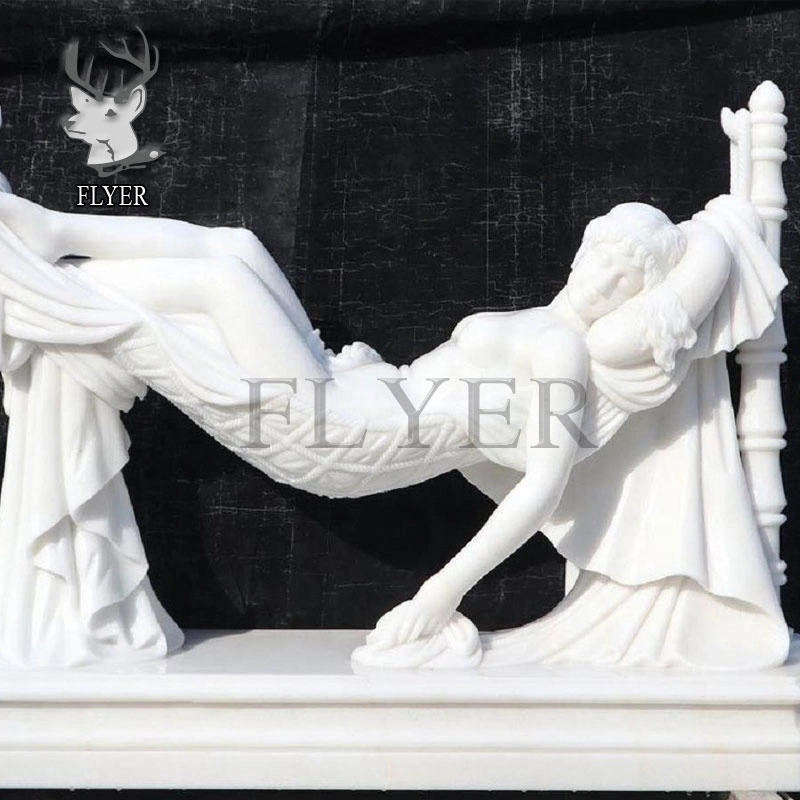 Decoración exterior Jardín vida Tamaño Mujer Lying Down Piedra Natural Mujer Escultura de Marble Blanca Statues