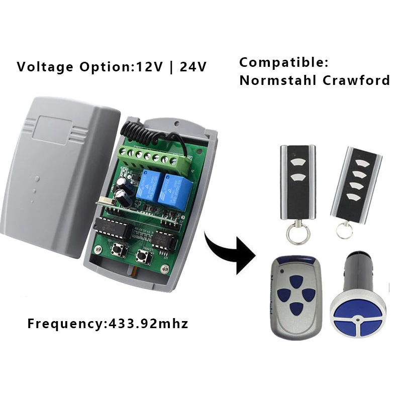 433mhz 12V/24V interruptor de mando a distancia inalámbrico universal para código fijo Y receptor de control remoto Rolling Code