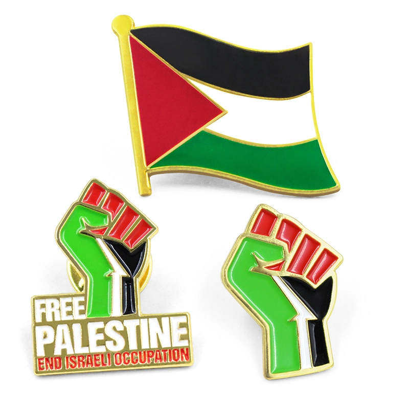 Fabricación Precio competitivo Hight calidad esmaltes Diseño personalizado Guardar Gaza Free Palestinian PIN Custom Metal país Bandera Lapel PIN