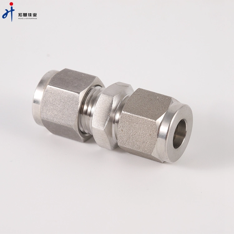 Straight Tube Union Stainless Steel Dual Ferrules Hydraulic Adapter Tube Fittings
