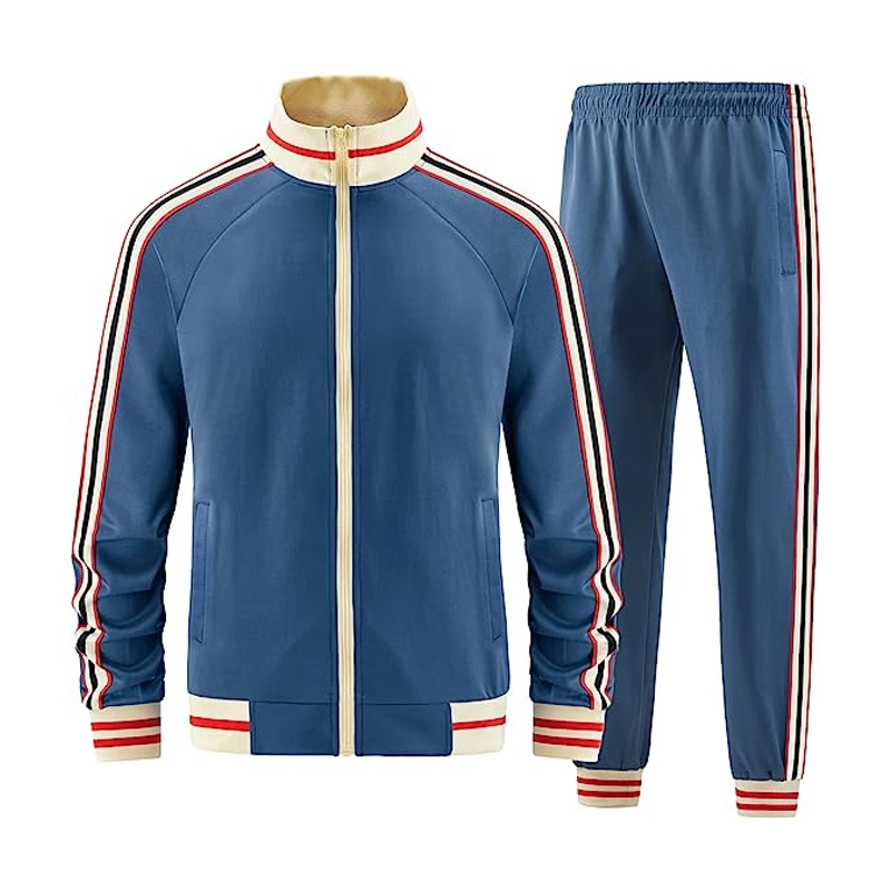 Diseño de moda de alta calidad con cremallera en la colcha de algodón de los hombres traje Casual Sport de 2 piezas Chándal establece Sport Kit Set