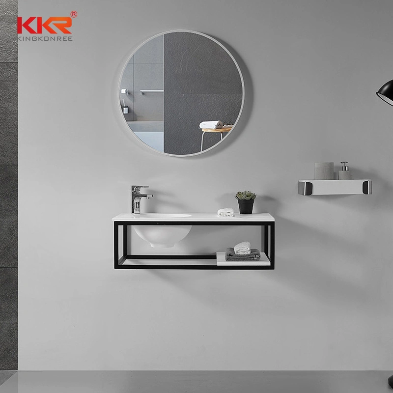 Wall Mounted Metal Frame Bathroom Vanity Set with Solid Surface Sink