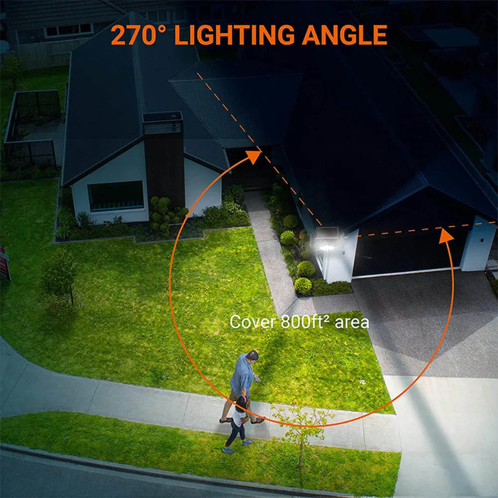 Sensor de movimento IP65 Cabeças 3 luzes de segurança de inundação solar no local