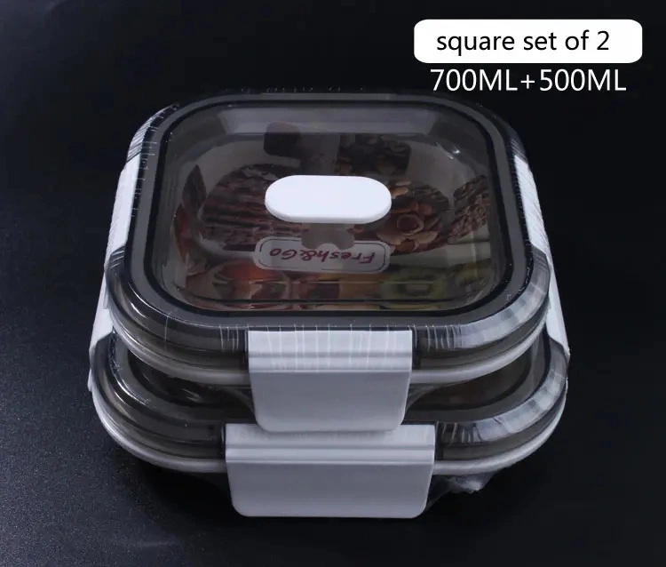 Two Piece Set Custom Collapsible Camping Food Storage Container Silicone Lunch Box Set of Square