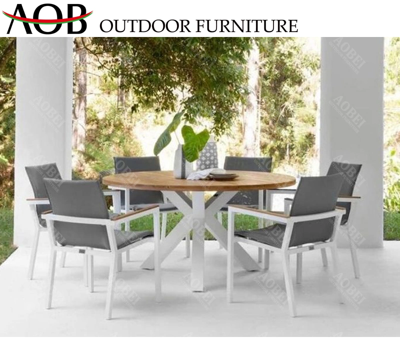 Modern Patio Garden Home Livingroom Outdoor Restaurant Cafe Dining Round Wooden Table Chair Set Furniture