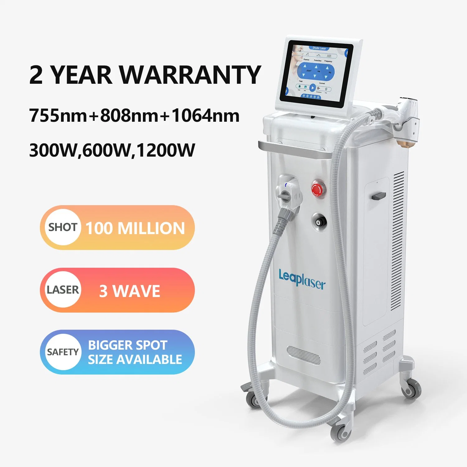 Appareil d'épilation laser à diode avec utilisation portable et énergie stable, 744, 808, 1064 Nm en option