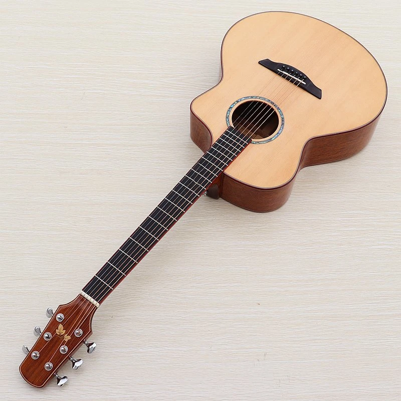 Custom 41 Inch Guitar Sharp Angel High Gloss 6 String Folk Acoustic Guitar with Radian Corner