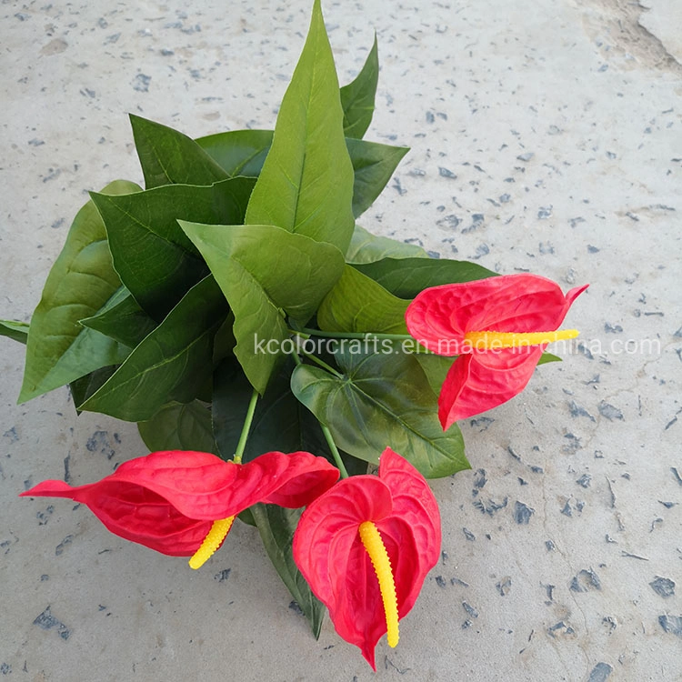 Real Touch PU Anthurium Flower Wholesale Artificial Flower Plant for Home Decoration