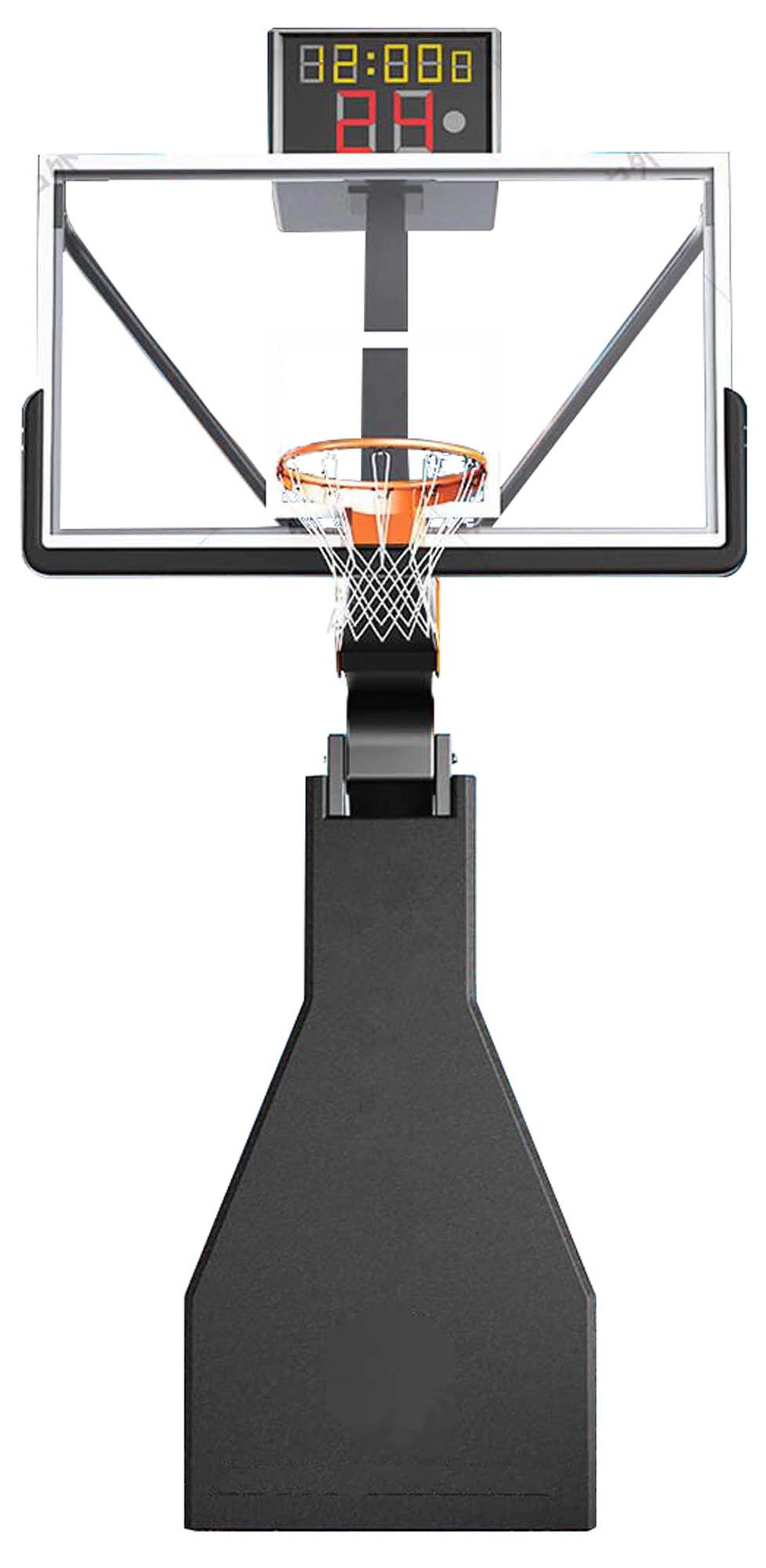 Inteligente de alta calidad plegable hidráulico Telecontrol Baloncesto Objetivo / Stand Standard vidrio templado tablero para interiores/exteriores.