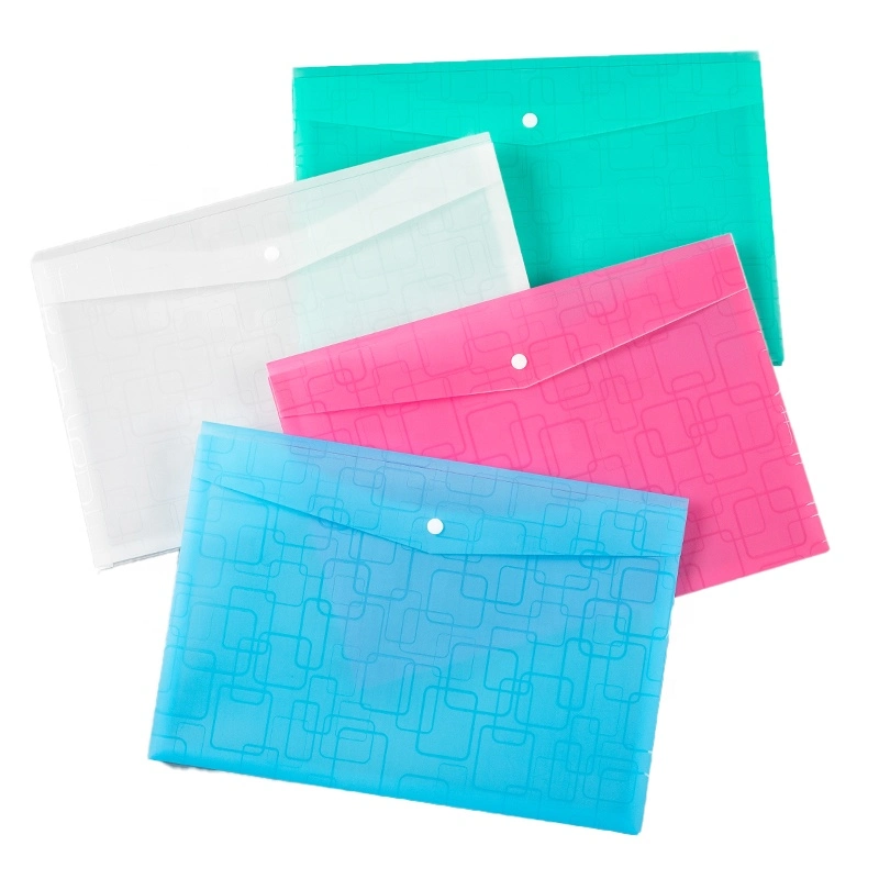 Office Supplies A3 Plastic File Bag Document Wallet Envelope Folder باستخدام الزر Snap File Folder