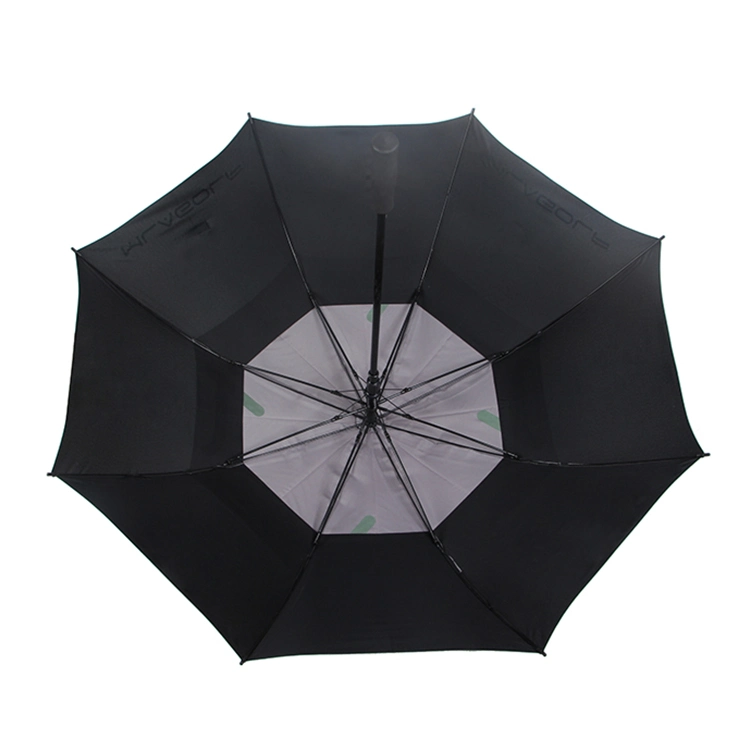 Anti UV Advertising Promotion Beach Windproof Double Vent Layers Black Auto Open Rain Sun Golf Umbrellas for Outdoor