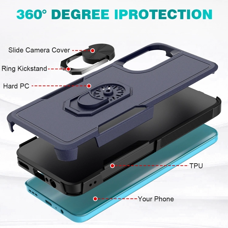 Hybrid 3 in 1 Shockproof Slim Heavy Duty Protection Hard PC Cover Soft Rubber Rugged Bumper Full Body Case with Tempered Glass Screen Protector Optional