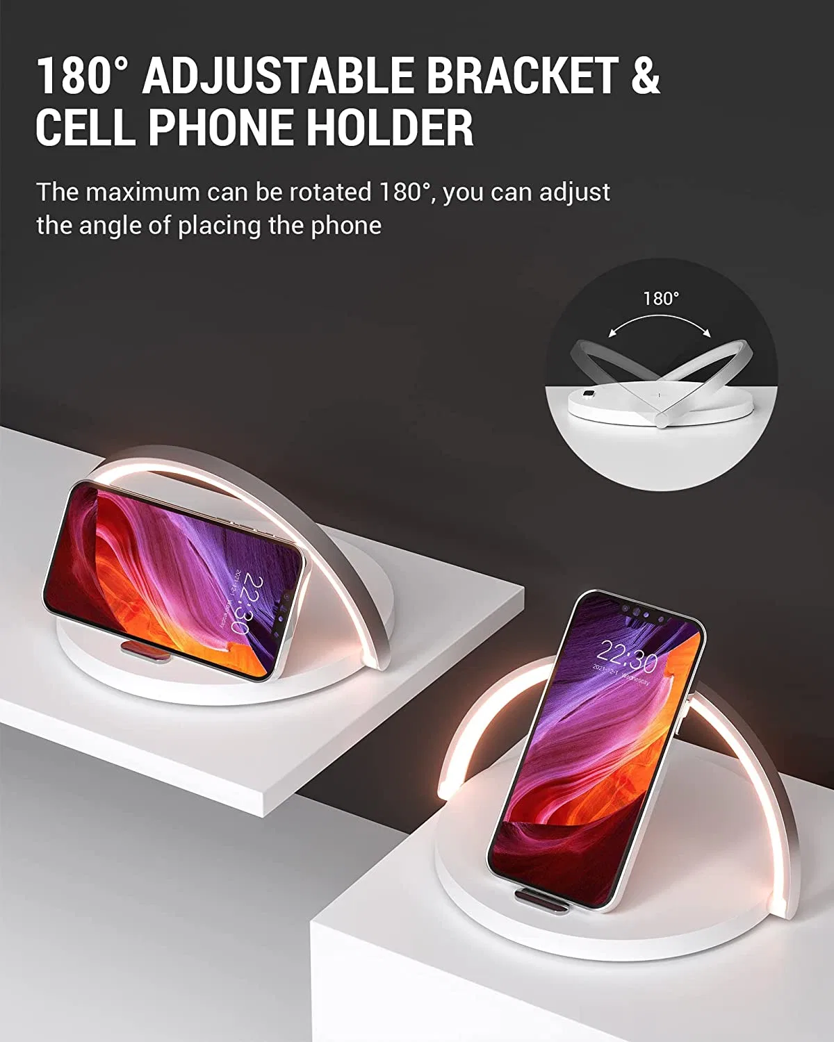 Topeast Wireless Phone Charging Table Lamps Bedside Night Light Desk Lamp Wireless Charger with Phone Holder