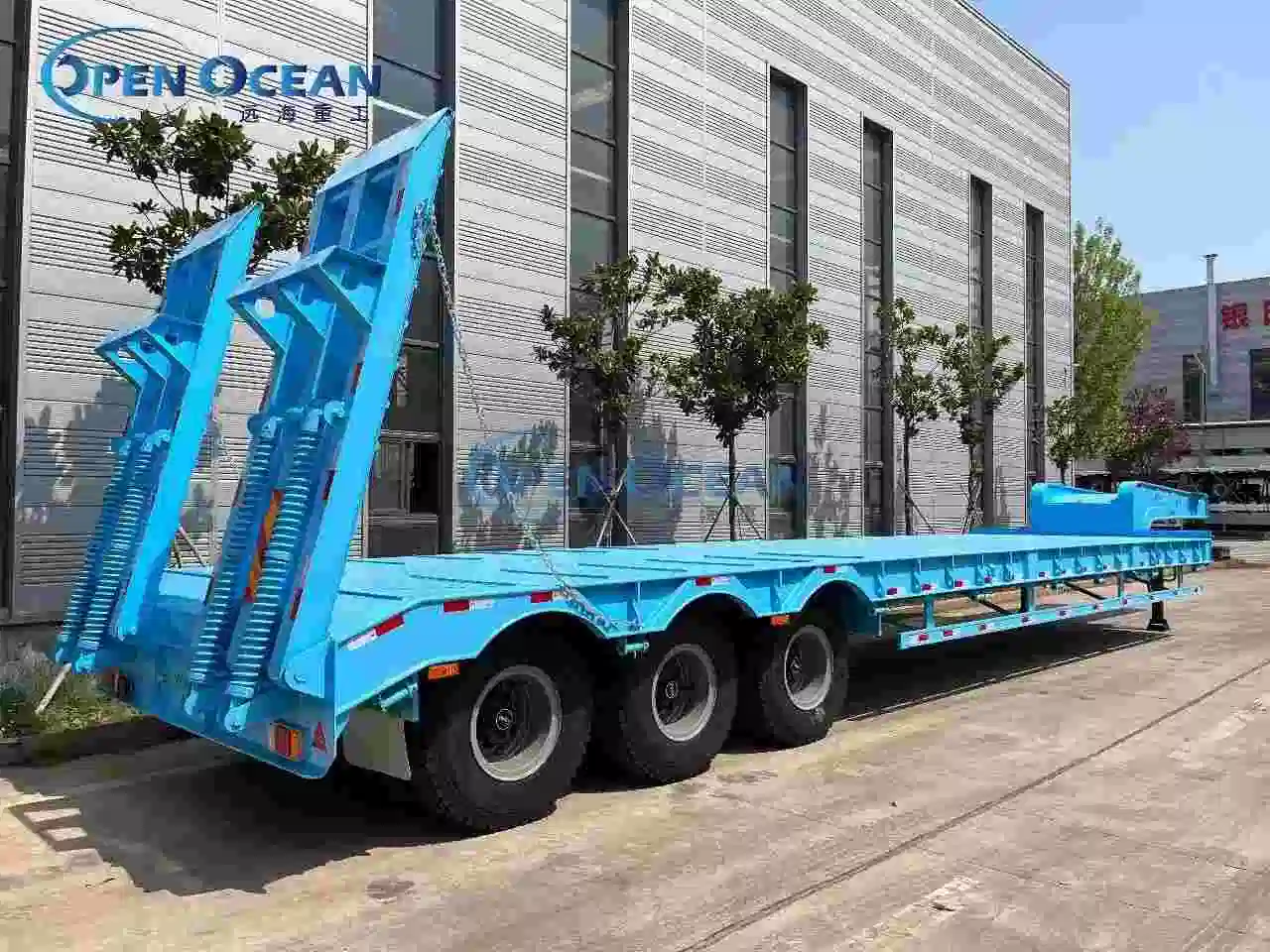 3 Axles 60tons Lowbed Semi Truck Trailer Load Machine for Machine