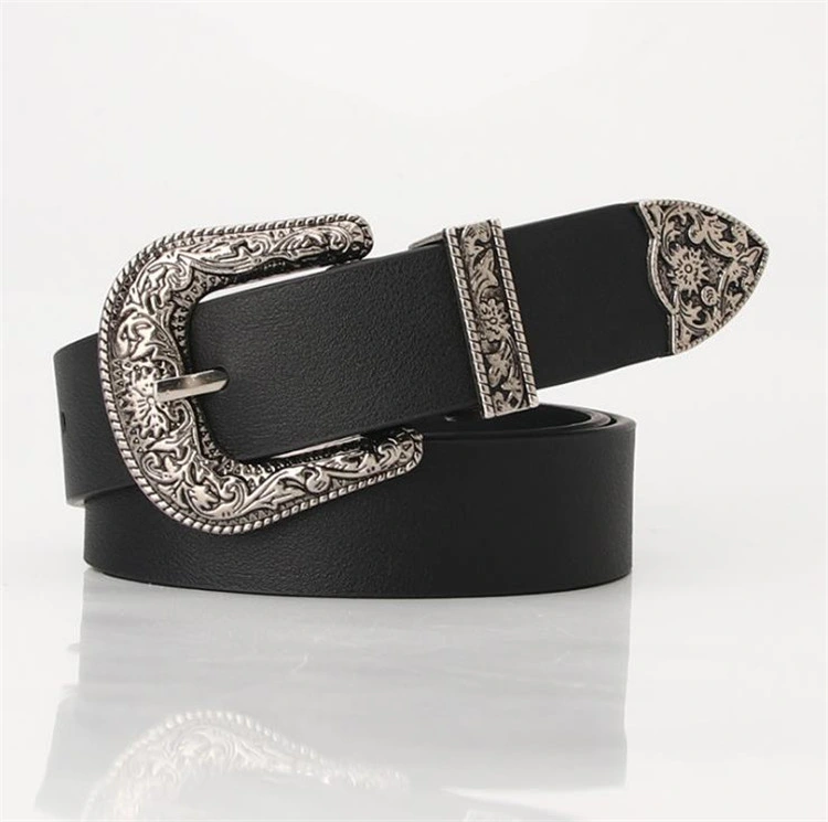 Hot Sale Fashion Accessories Customized Colors Ladies PU Belt with Classic Metal Buckles