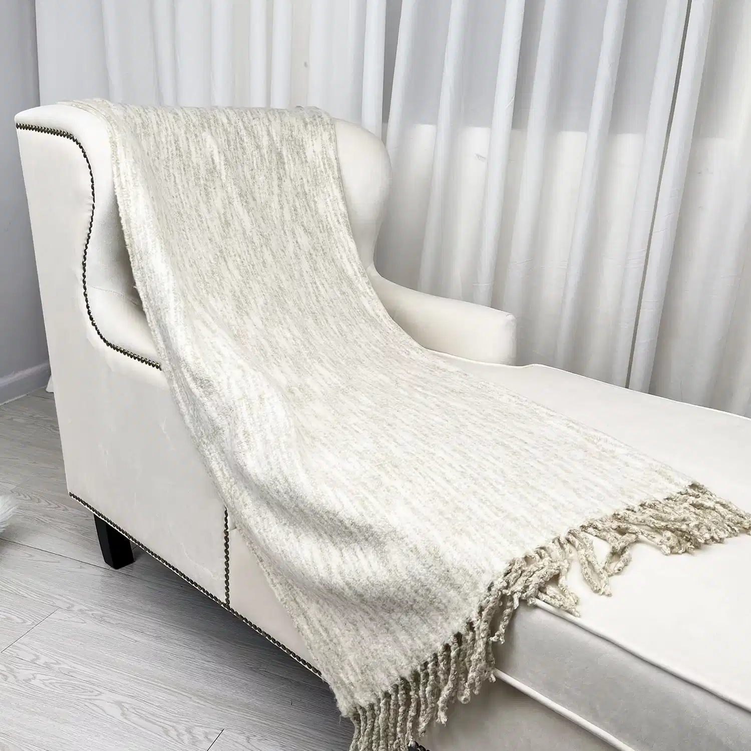 Home Gray Uneven Colour Causal Cosy Plush Knitted Fluffy Cuddly Rug Warm Fringe Bedspread Throw Couch Picnic Beach Armchair Nap Fleece Cashmere Feel Blanket