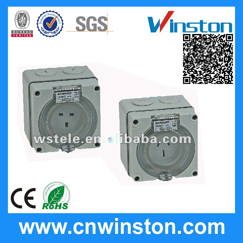 Waterproof 250VAC Single Phase 3 Flat Pin Socket with CE