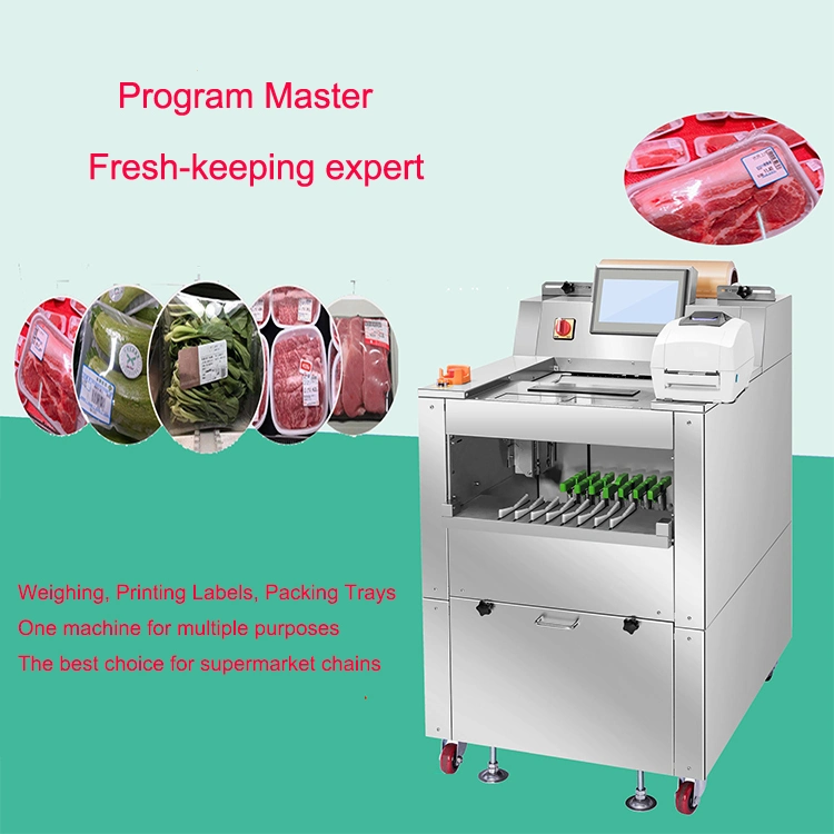 Fresh Frozen Vegetable and Fruit PVC PE Plastic Cling Film Packaging Machine with Print Label Tray Wrap Packing Machine