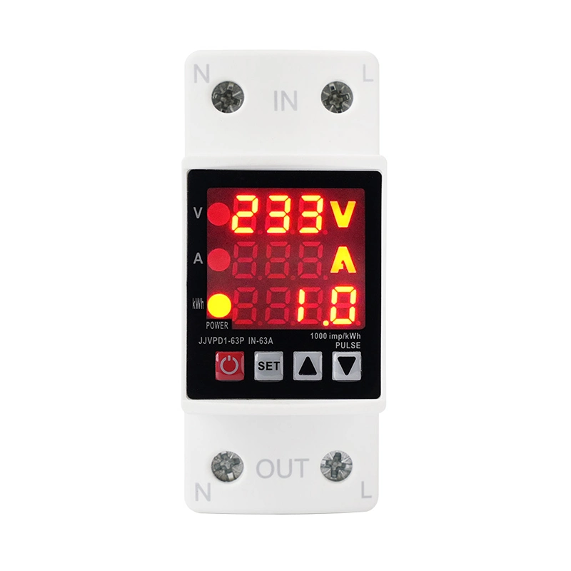 3in1 Display Adjustable Over Under Voltage Over Current Multifunction Protector with Kwh