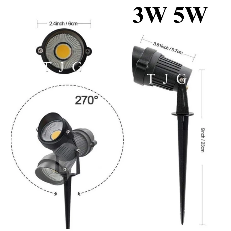 LED COB Garden Lighting 3W 5W 10W Outdoor Spike Lawn Lamp Waterproof Lighting LED Light Garden Path Spotlights AC110V 220V DC12V