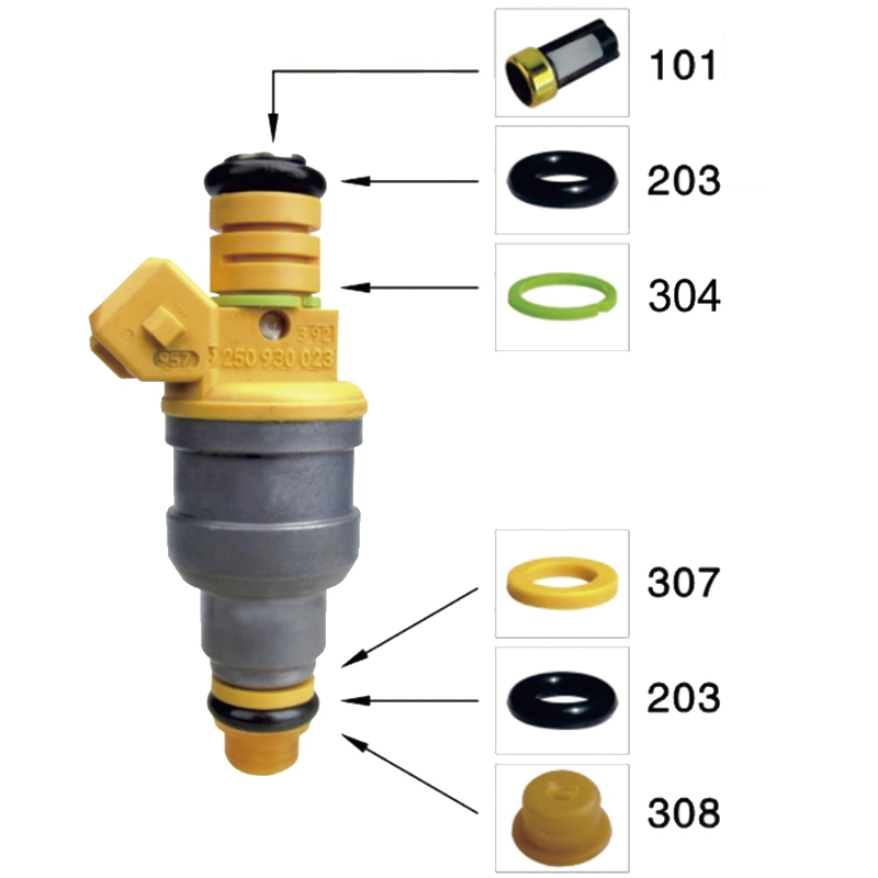 Universal Fuel Injector Repair Kits CF-001P1 Include Micro Filter Rubber O ring Pintle Cap Seal Spacer