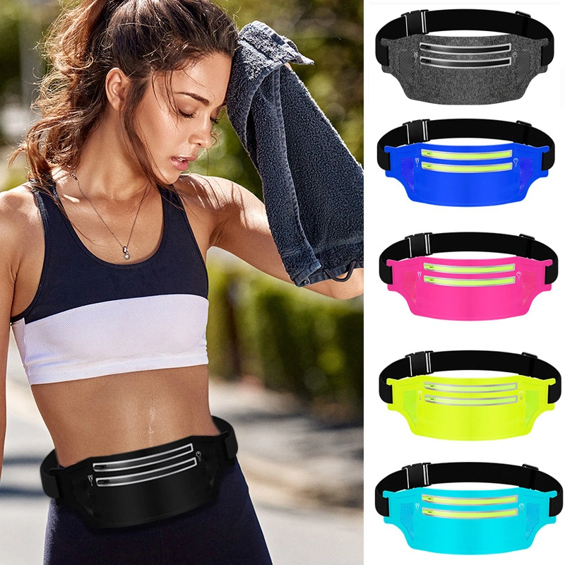 Promotional Gift Sports Mobile Phone Waist Bag, Two Zipper Fitness Fanny Pack