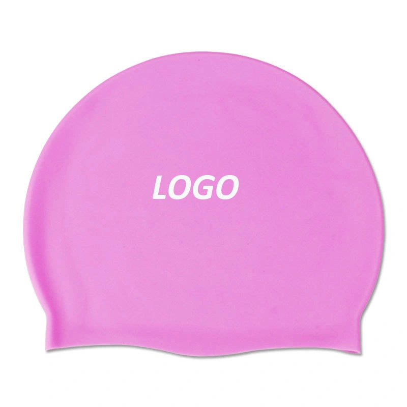 Custom Design Silicone Material Print OEM Logo Kids Swimming Hat Adults Swim Cap