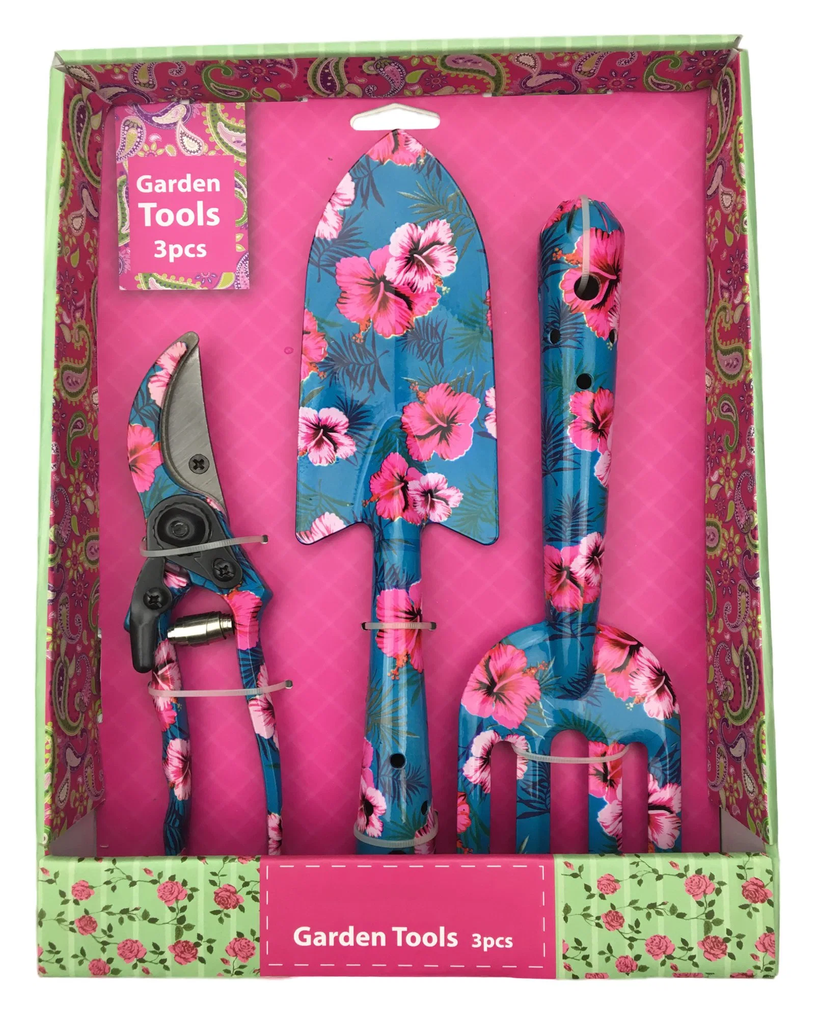 Iron Lady's 3PCS Floral Printed Tools, Shovel, Fork and Pruning Shears, Garden Tools