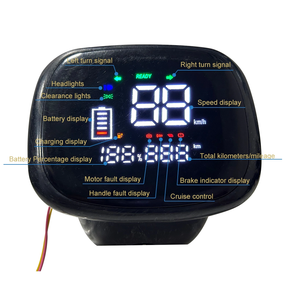 Conversão de scooter elétrica parte Painel de instrumentos LCD de bicicleta 48V60V72V Indicador de velocidade do nível da bateria Ecrã de bicicleta