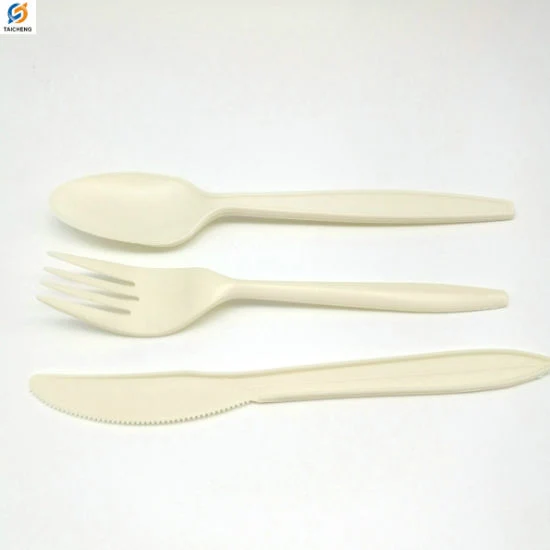 Juegos de maicena desechables biodegradables de alta calidad cuchillas cuchara Forks