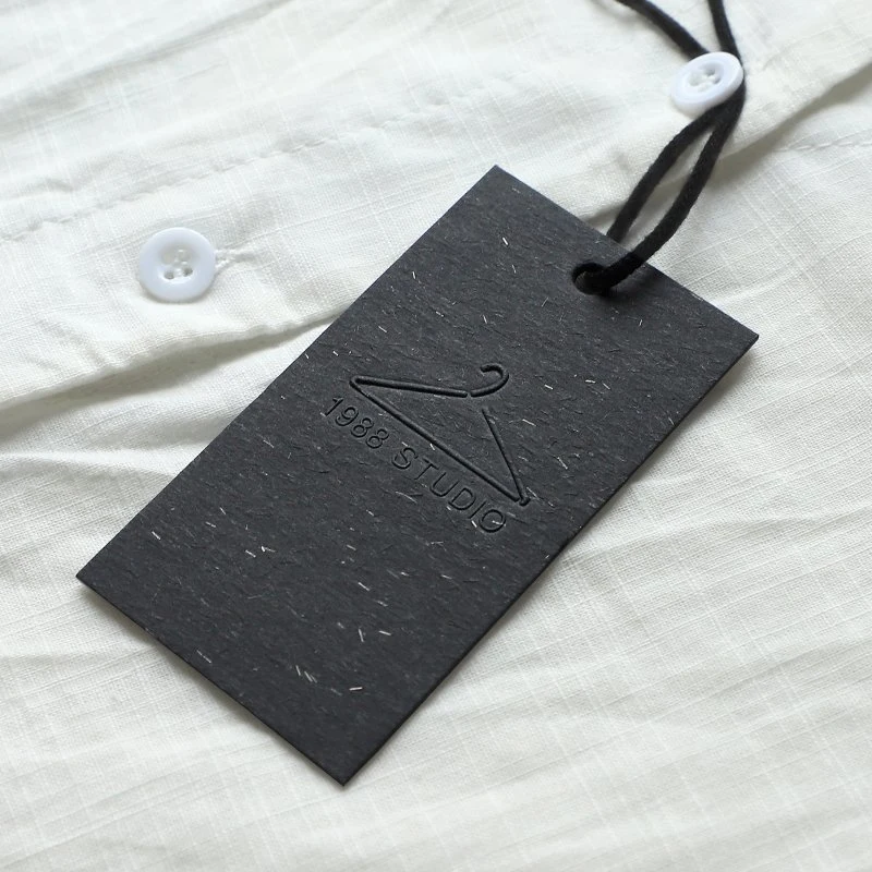 Wholesale Garment Black Paper Hang Tag Premium Luxury Hang Tag Design Custom Clothes Tag