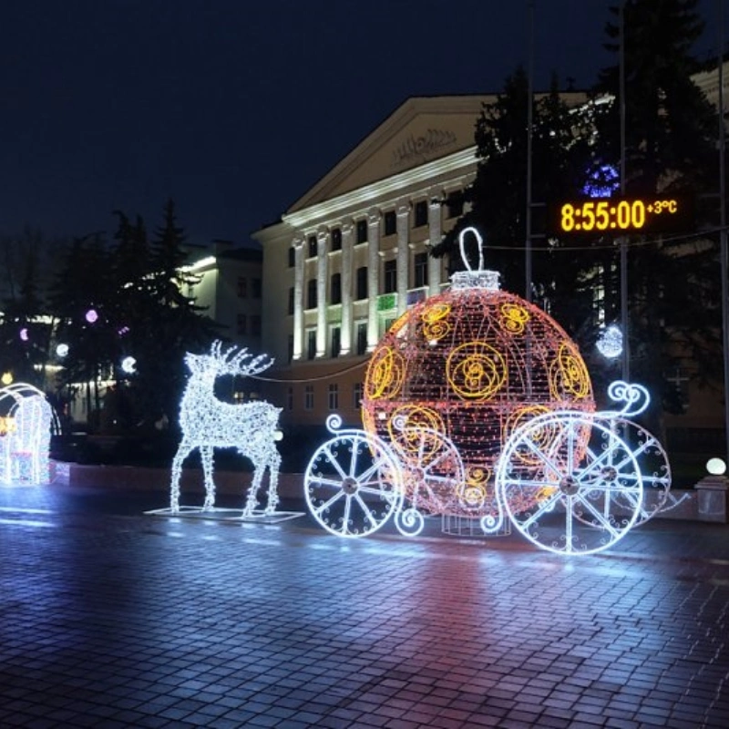 3D decoraciones de Navidad Animal luces Motif Carro de caballo Boda Park Jardín decoración Cenicienta Real Princesa lámparas decorativas