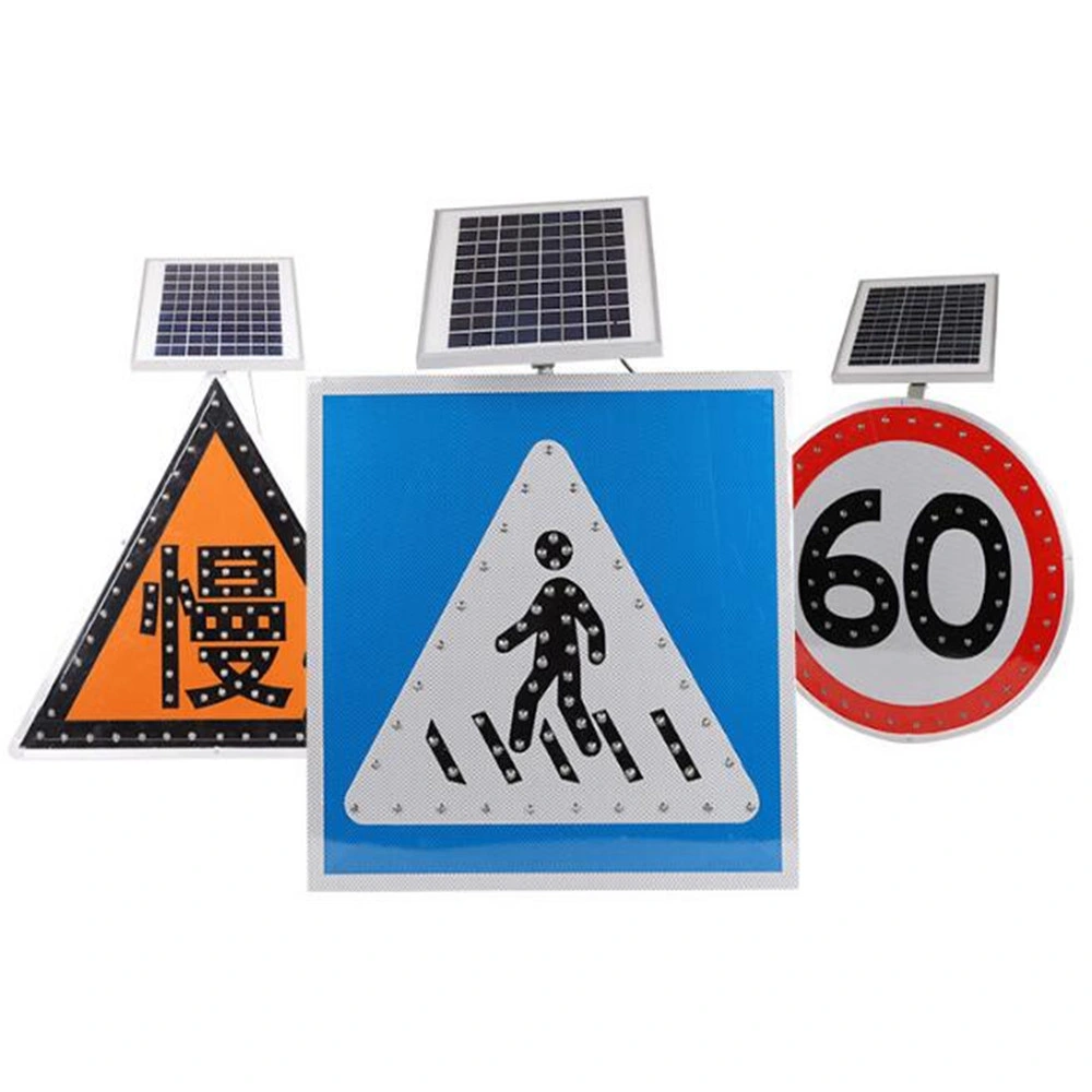 Solar Safety Road Signal LED Board Sign Lamps LED Warning Traffic Sign