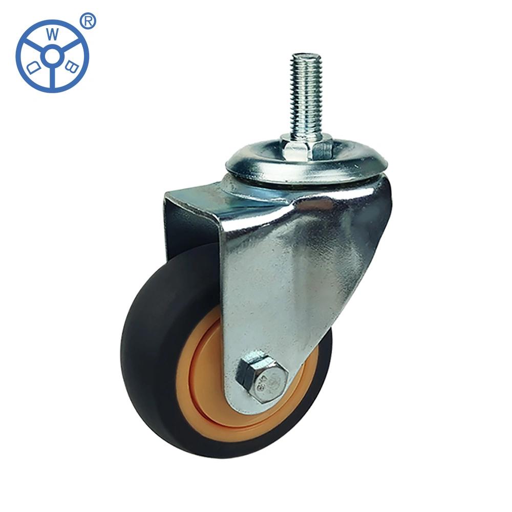 OEM Industrial Swivel Brake Plastic Core TPR Wheel Flat Free Pressed Steel Zinc Plated 3/4/5 Inch Locking Caster