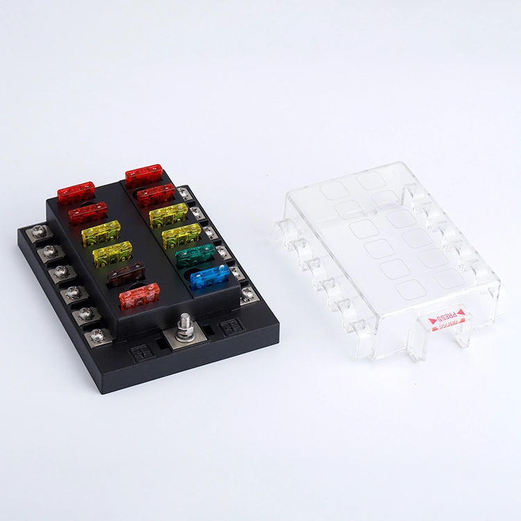 China Good Quality Waterproof Car Boat Bus Universal 12 Way 12V DC Fuse Holder Automotive Fuse Box with LED Indicator