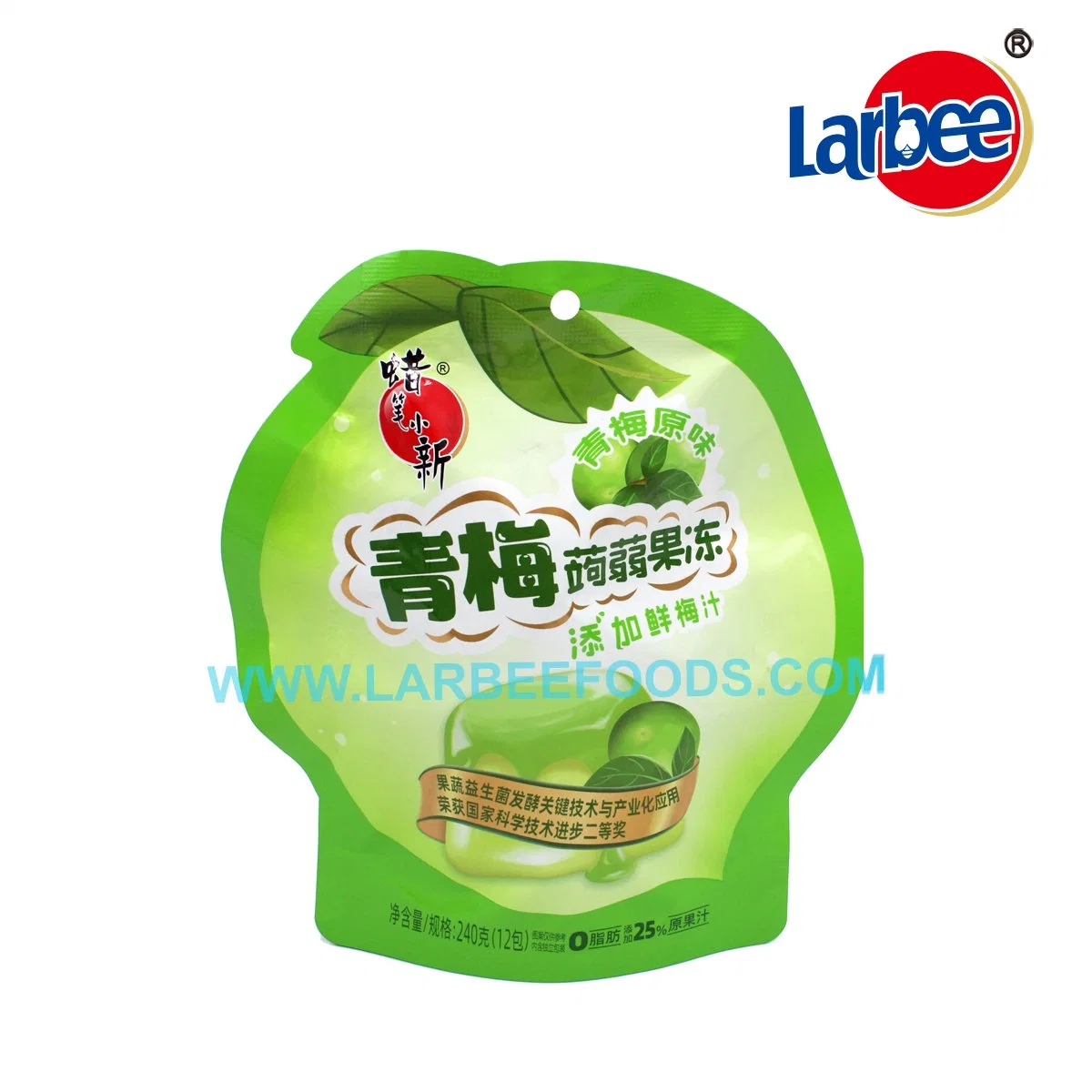 Halal Larbee Green Plum Konjac Jelly avec certificat Halal