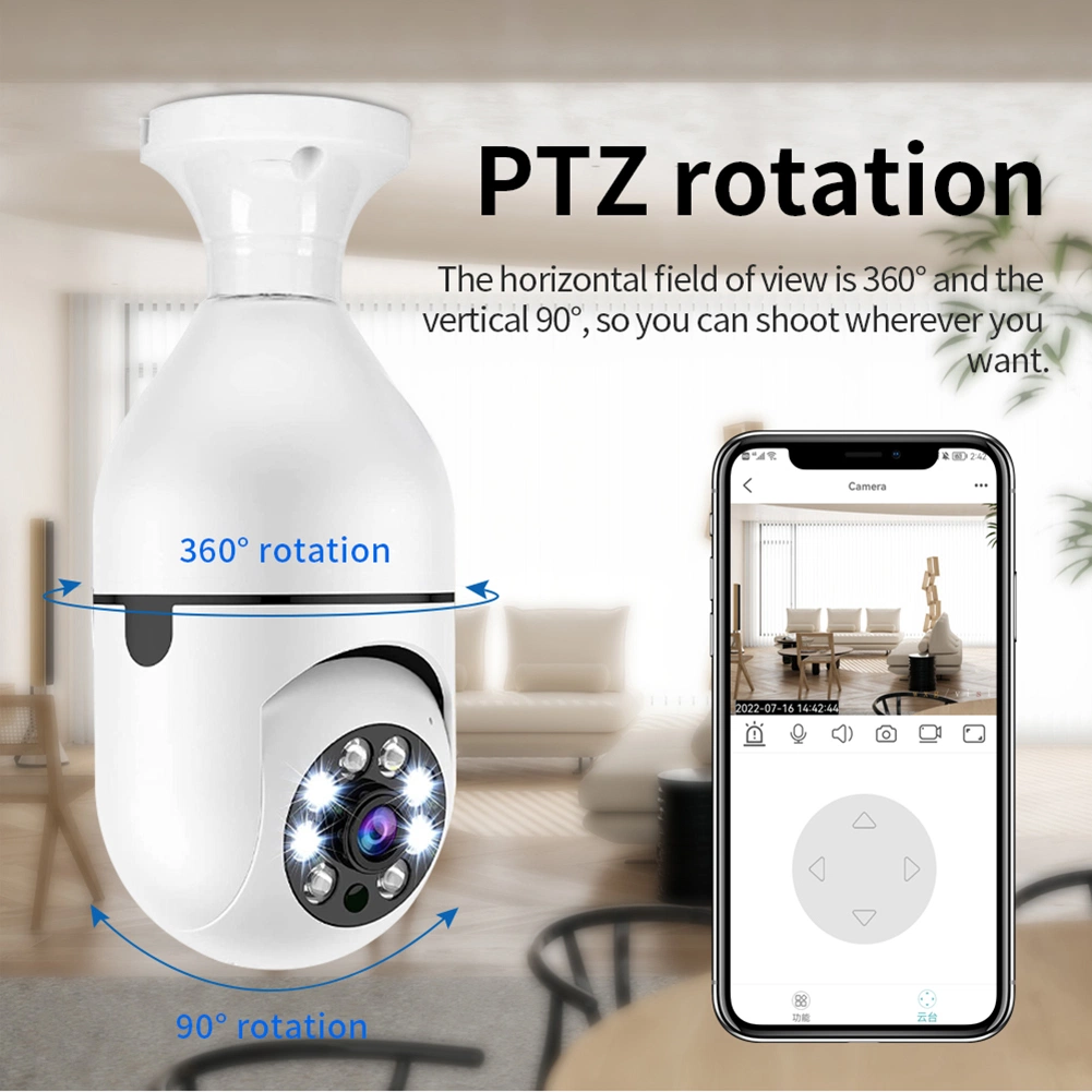 WiFi Bulb Cámara Video Vigilancia Home Seguridad Interior Baby Monitor IP Full Color Night Vision Ai Auto Human Tracking