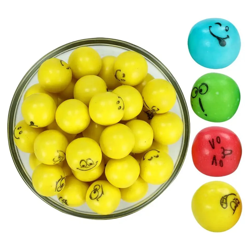 Halal Multi-Color Fruit Flavor Smile Face Round Ball Hollow Bubble Chewing Gum Candy