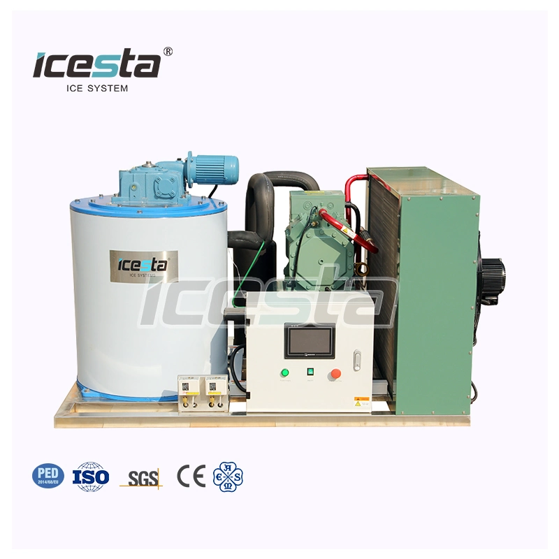Icesta Easy Control High Reliable Water Cooling 300kg 500kg 1 2 3 5 10 Ton Flake Ice Machine for Fish