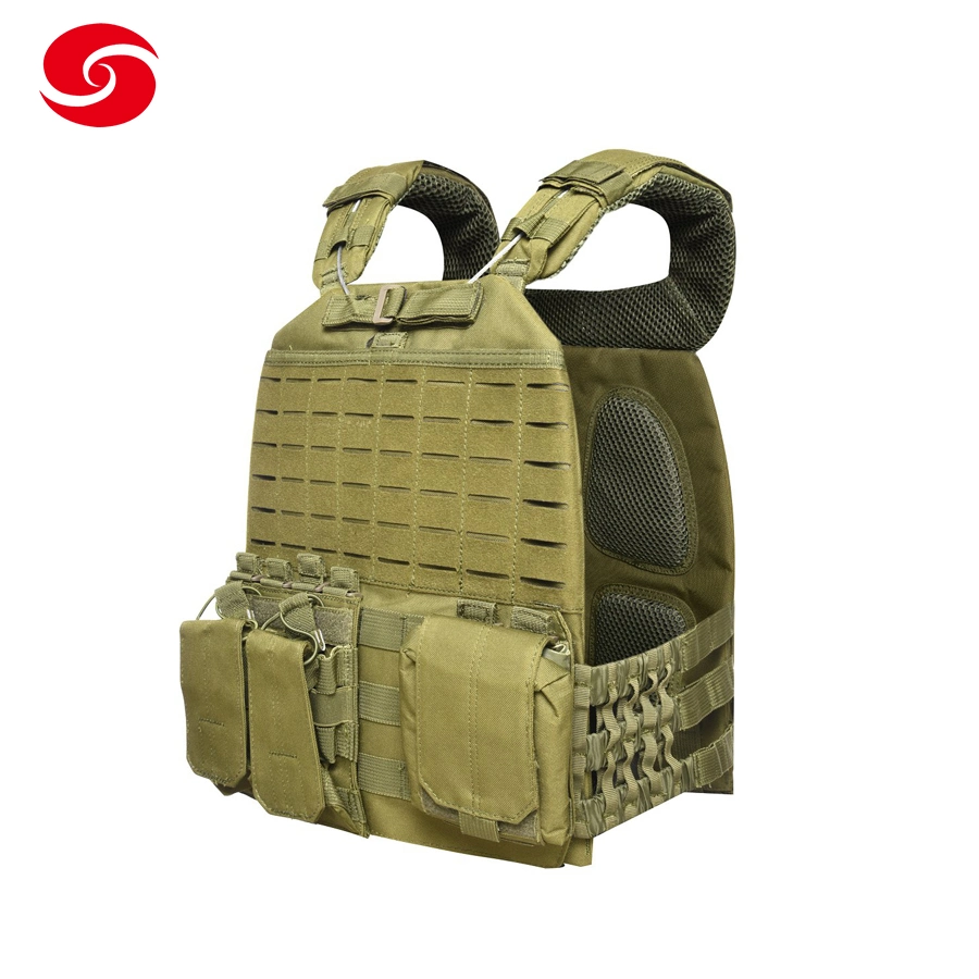 Army Green Laser Cut Military Tactical Gear Vest with Multifunctional Pouches