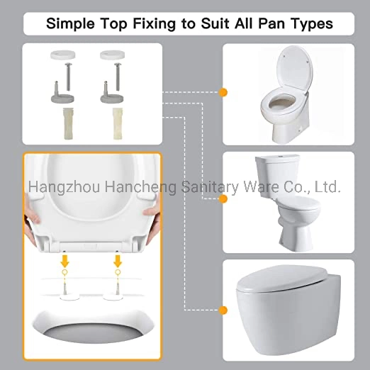 O Shape Toilet Seat with Quick Release for Easy Clean, Simple Top Fixing, Standard Toilet Seats White with Adjustable Hinges