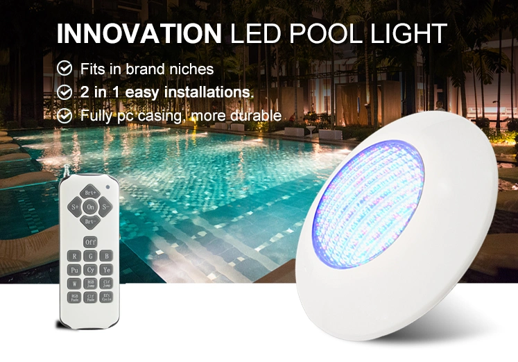 Marca Hotook Piscina 24W RGB llenos de resina AC12V remota IP68 Resistente al agua nadando en la pared bajo el agua de la luz de la piscina