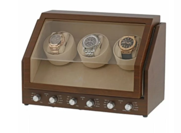 Lacquer Luxury Wooden 3 Watches Display Box Automatic Watch Winder with Show Window