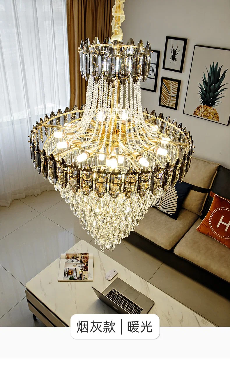 De metal dorado candelabro de cristal moderna sala de estar de lujo de la luz de lámpara colgante de la escalera