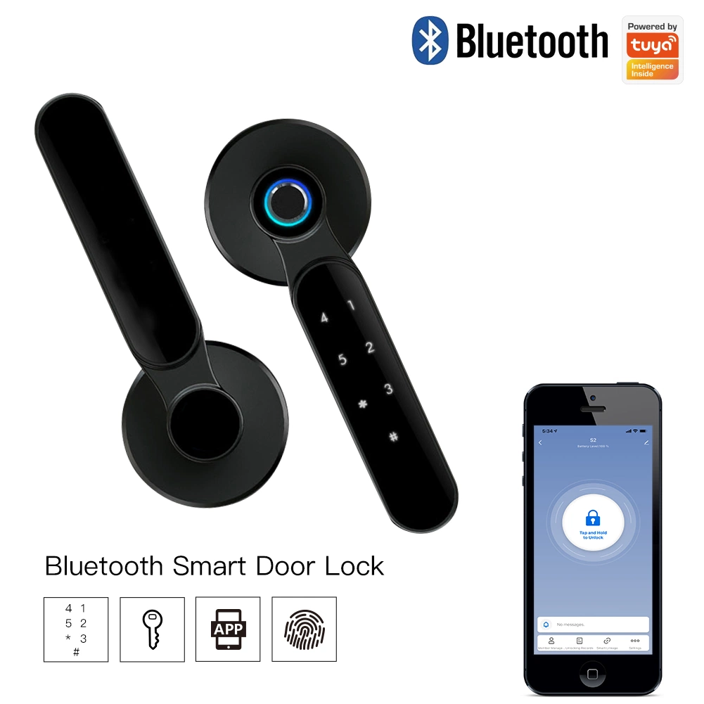 Tuya Blue Tooth Door Lock Unlock Fingerprint, Password, Key, APP RFID Security Appartment, Office, Hotel Smart Home Automation