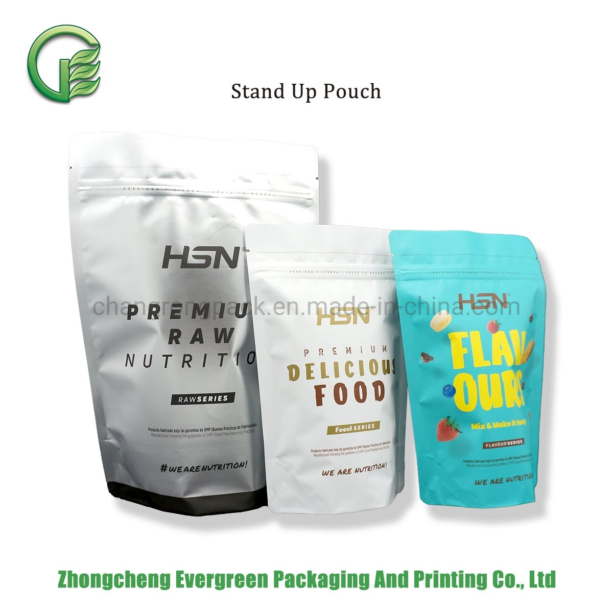 Nahrungsergänzungsmittel Whey Protein Powder Proof Shake Anti Static Resealable Reißverschluss Aufkleber High Barrier Kunststoff Verpackung Stand Up Doypack Verpackung Tasche