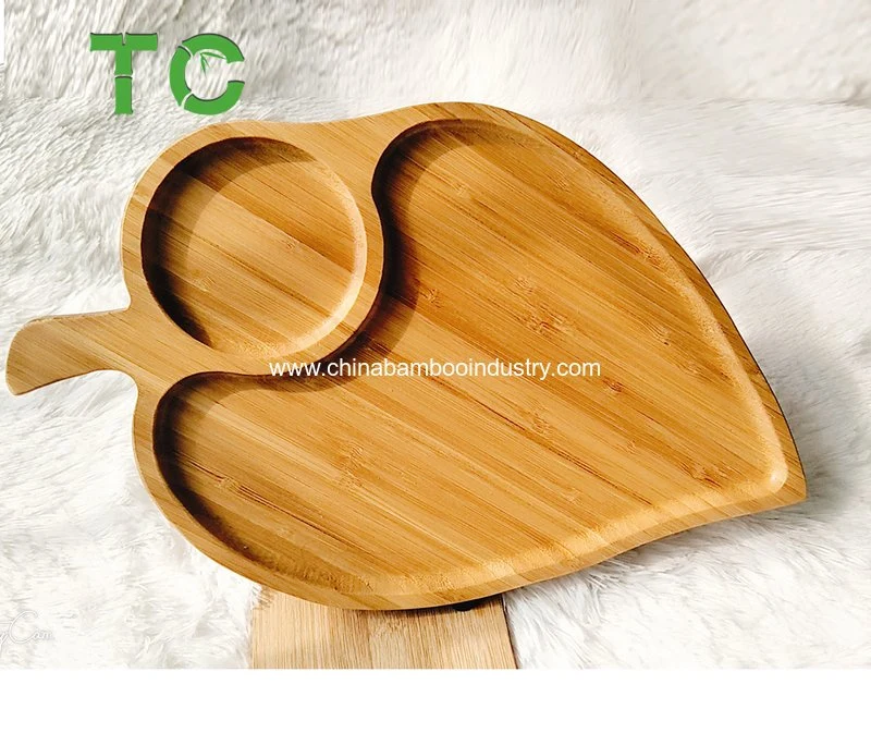 Natural Leaf Shaped Bamboo Serving Platters Tray