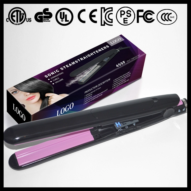 Temperature Adjustable Steam Hair Flat Iron (V179)